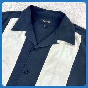 Murano Camp Shirt Men's XL Black Jacquard 100% Silk •  Cards‎ Gambling Bowling